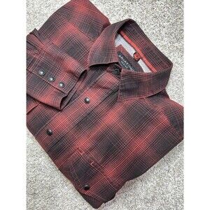 Ariat Pro Series Men’s Shirt Small Dark Red Black Plaid Western Pearl Snap